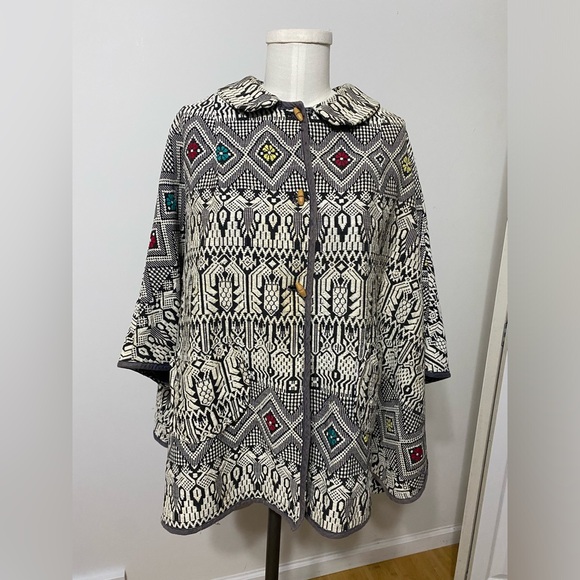 VINTAGE Mayan Modern Hand Woven Guatemalan Sleeved Cape w Collar Size One Size - Picture 1 of 4